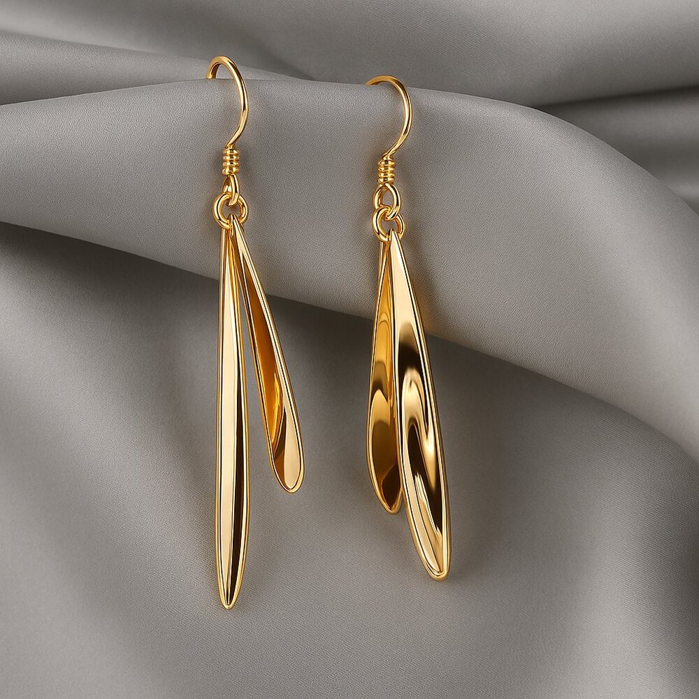 Chic Gold Dangle Earrings – Elegant Lightweight Statement Women Fashion Jewelry